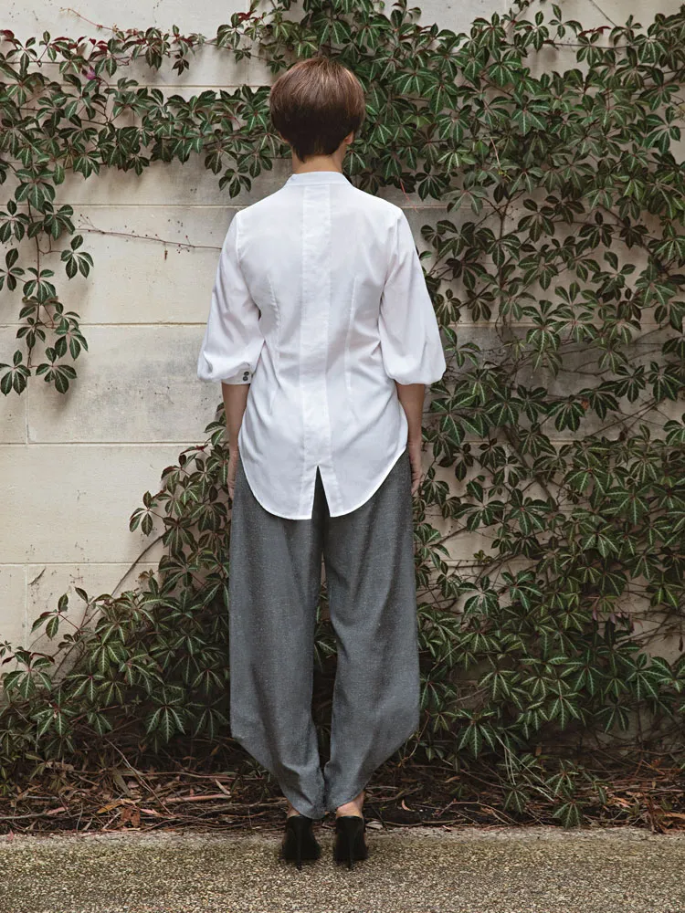 Puff Sleeve Shirt and Charcoal Birch Pant back view