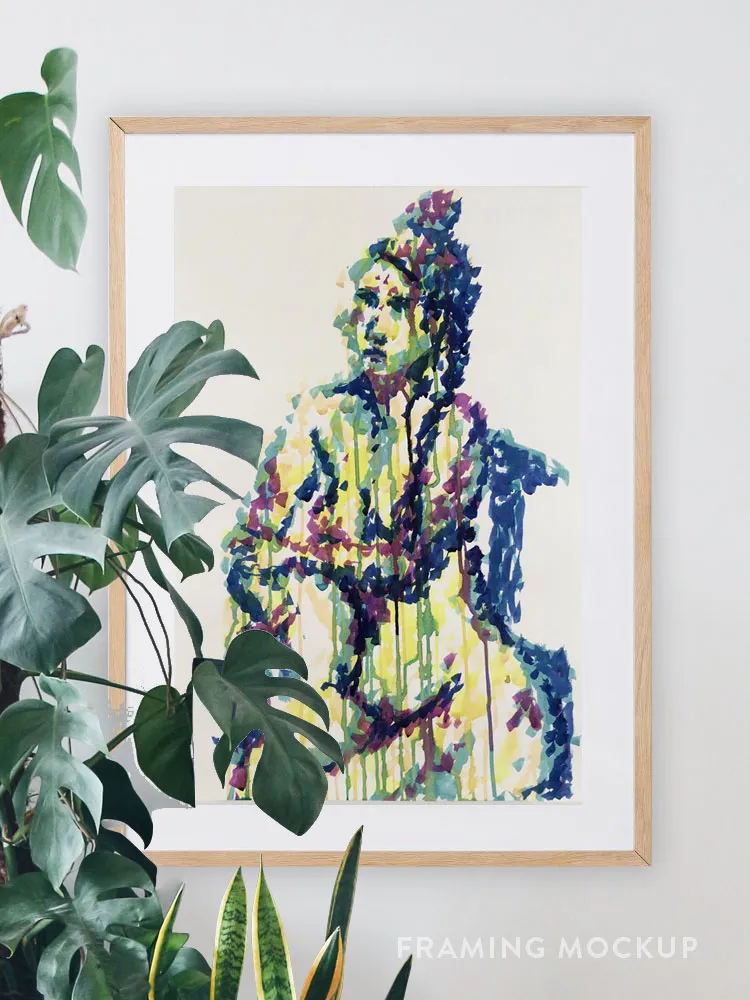 Framing Mockup of Duchess life painting by Tarmi in a Frame